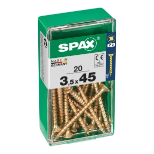 Boîte 20 Unités. Vis A Bois Spax Cab. Plat Yellox 3.5x45mm Spax