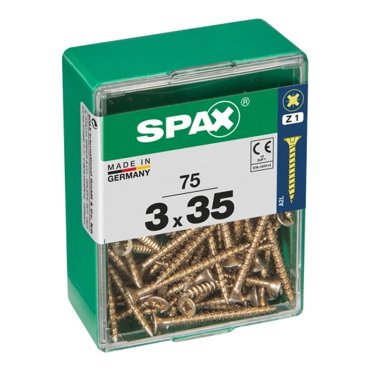 Boîte 75 Unités. Vis A Bois Spax Cab. Plat Yellox 3.0x35mm Spax