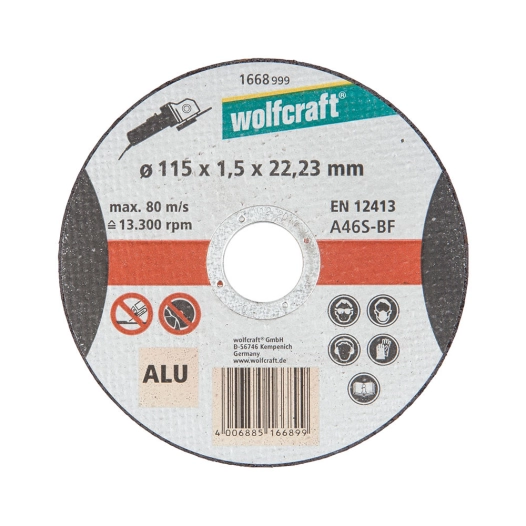 Disque De Coupe Pour Aluminium Ø115x1,5x22,23mm. 1668999 Wolfcraft