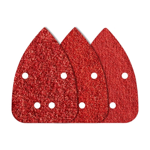 Pack 10 Feuilles Abrasives Adhesives, Corindon, Grain 80, 120 Et 240, Perforées, 96x136mm 1756000 Wolfcraft