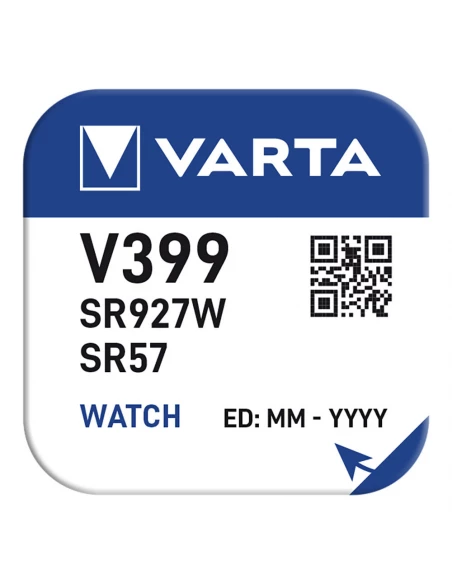 Micro Pile Bouton Varta Silver Sr57 - V399 1,55v (EMBALLAGE1 Unit) Ø9,5x2,73mm