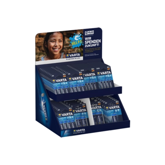 S.Of. Présentoir Carton De Table Avec Blisters Divers Aaa - Aa - C - D - 9v Varta 43x36x29cm