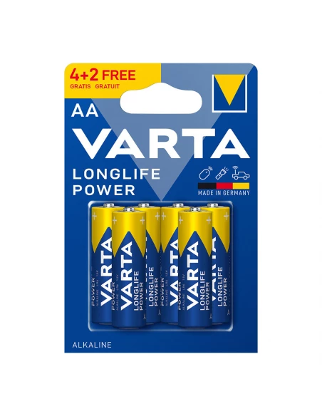 Pile Alcaline x6 Longlife Power AA - Lr06 - Varta