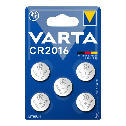 Pile Bouton Lithium Cr2016 3v Varta (BLISTER 5 Unit) Ø20,0x1,6mm