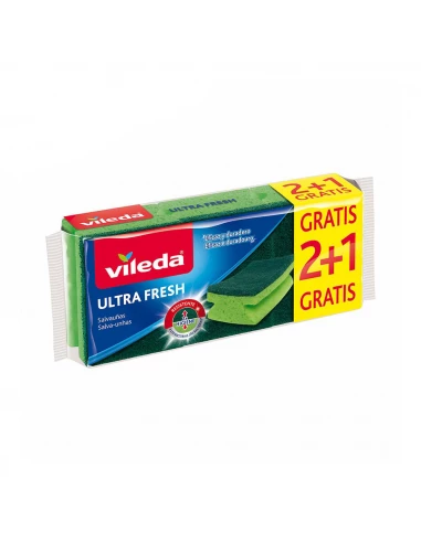Éponge À Récurer Verte 2+1 Ultrafresh 162297 Vileda