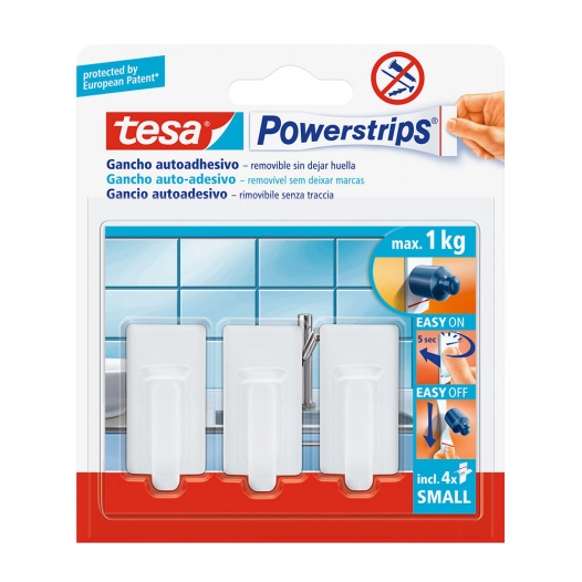 Tesa Powerstrips Jusqu'à 1kg Classic Blanc 57530