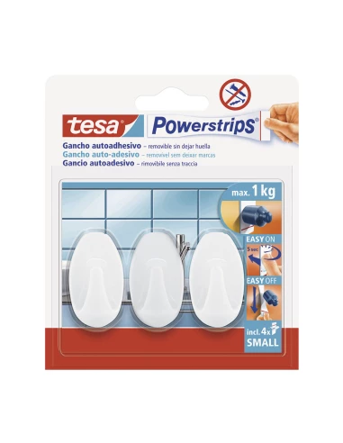 Petits Crochets Ovales Blancs. 3 Crochets + 4 Bandes