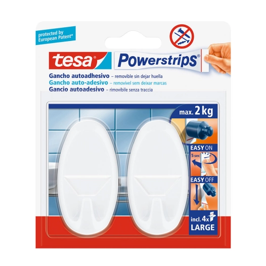 Tesa Powerstrips Jusqu'à 2kg Ovale Blanc 58013