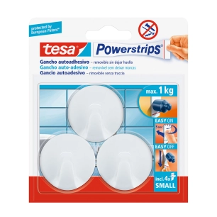 3 Tesa Powerstrips Jusqu'à 1kg Circulaire Blanc 57577