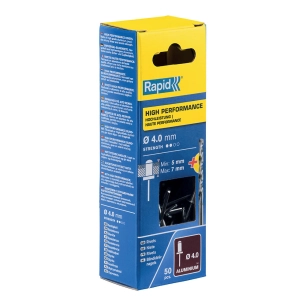 15 Blister 50 Rivets Ø4x10mm Alu + Mèche 5001459 Rapid