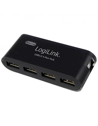 Hub Usb 2.0 4 Ports, Noir - Avec Alimentation Et Câble Usb Logilink