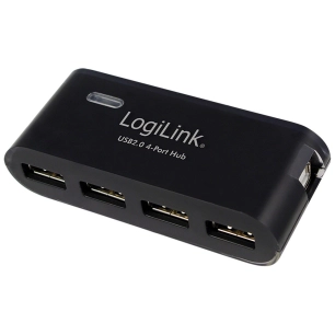 Hub Usb 2.0 4 Ports, Noir - Avec Alimentation Et Câble Usb Logilink