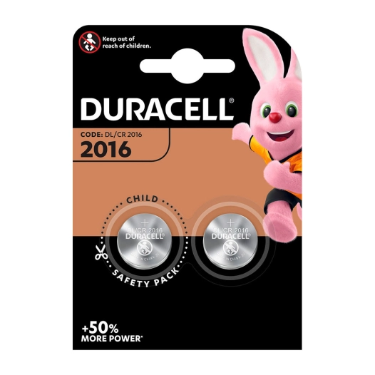 10 Micro Pile Lithium Bouton Duracell Cr2016 (EMBALLAGE 2 Unit) Ø20x1,6mm