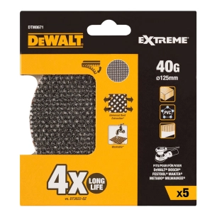 Pack 5 Grilles A Poncer Ø125mm Grain: 40 Pour Ponceuses Rotoorbitales Dtm8671-Qz Dewalt