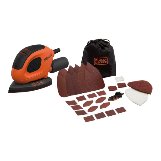 Ponceuse Mouse KIT 55W + 15 accessoires + Sac souple BEW230BC - BLACK & DECKER