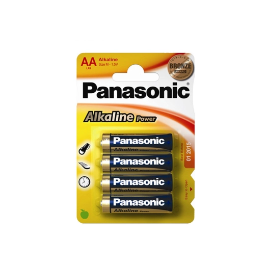 12 Pile Akaline Panasonic Bronze Aa - Lr06 1,5v (EMBALLAGE 4 Unit) Ø14,5x50,5mm