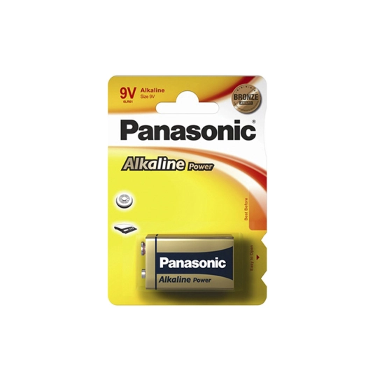 Pile Alckaline Panasonic Bronze 6lr61 9v (EMBALLAGE 1 Unit) 26,5x17,5x48,5mm