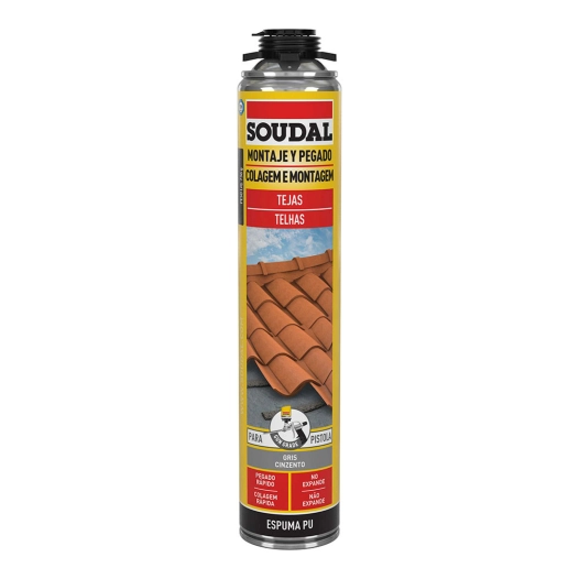 Mousse Pu Pour Tuiles Pistolet Grise 750ml Soudal
