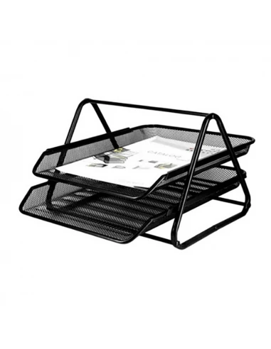 Plateau De Table Métallique Q-Connect Grid Gxa100 Noir 2 Plateau 30x35x18,5cm