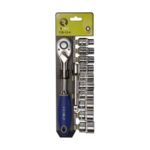 Boîte Présentoir Cliquet 1/2'', 10 Douilles (10-24mm) Et Boîte Rallonge 125mm 129-12-4 Irimo