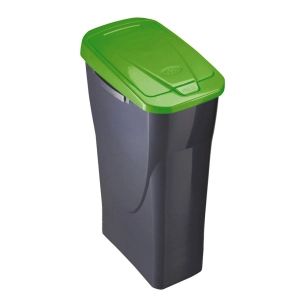 Poubelle 15 Litres Ecobin Avec Couvercle Noir/Vert 31x20x42cm Mondex