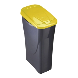 Poubelle 15 Litres Ecobin Avec Couvercle Noir/Jaune 31x20x42cm Mondex