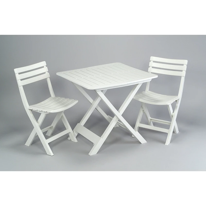 Ensemble table et chaises de jardin Blanc 44x41x78cm/80x72x70cm - Progarden