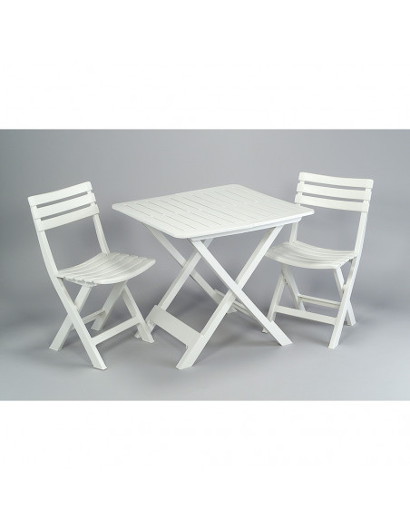 Ensemble table et chaises de jardin Blanc 44x41x78cm/80x72x70cm - Progarden