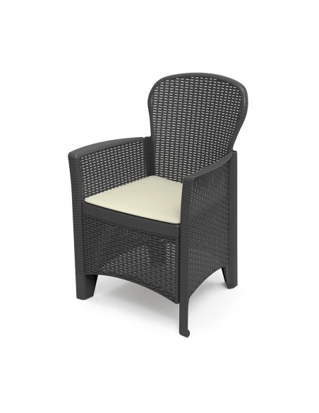 Fauteuil Imitation Rotin. Couleur: Anthracite 60x58x89cm Modèle: Folia Progarden