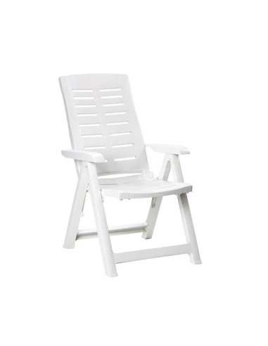 Fauteuil Pliant. Couleur: Blanc 60x61x109cm Modèle Multipositions - Progarden