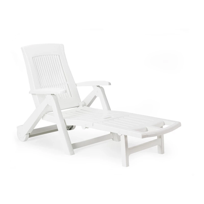 Chaise Pliante Avec Roues. Couleur: Blanc 72x195x101cm Modèle: Zircone Ipae Progarden