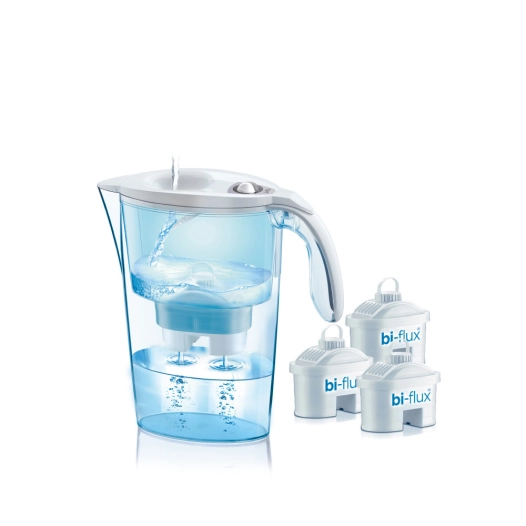 S.Of Kit Garafe Laica Stream 2,3l Blanche + 3 Filtres Bi-Flux J9047ws