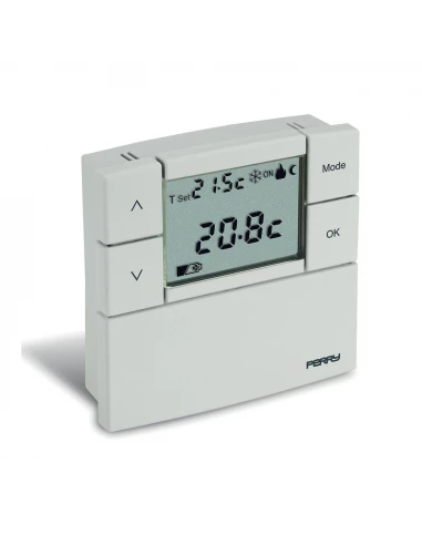 Thermostat Numérique 3v Série ''ZEFIRO'' 84x84mm Blanc Perry
