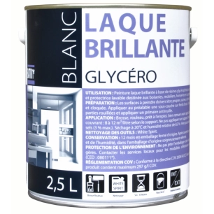 Peinture Laque glycéro brillante 2.5 litres blanc - BATIR