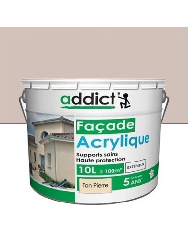Peinture Façade acrylique 10 litres ton pierre - ADDICT