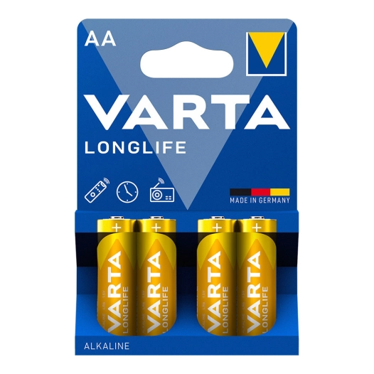 S.Of. Pile Alkalina Varta Aa - Lr06 Longlife (EMBALLAGE 4 Unit) Ø14,5x50,5mm