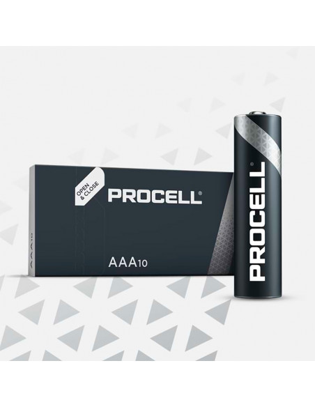 Pile Alkaline Procell Duracell Aaa - Lr03 1,5v (BOITE 10 Unités) Ø10,5x44,5mm