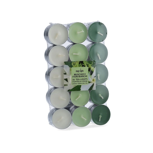 Bougies Parfumées Musk-Fleurs Blanches 30 Uni. Magic Light