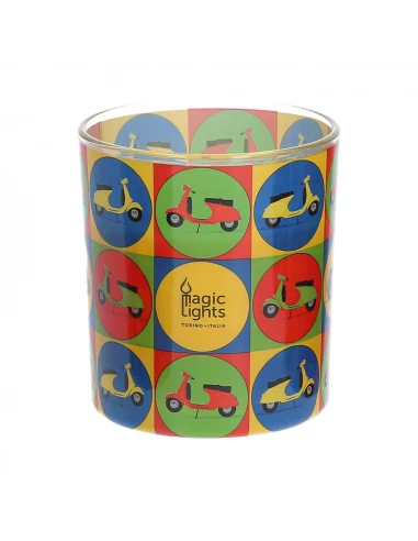 Bougie En Verre Pop Art Ø7.5cm H8.4cm Moto Magic Lights