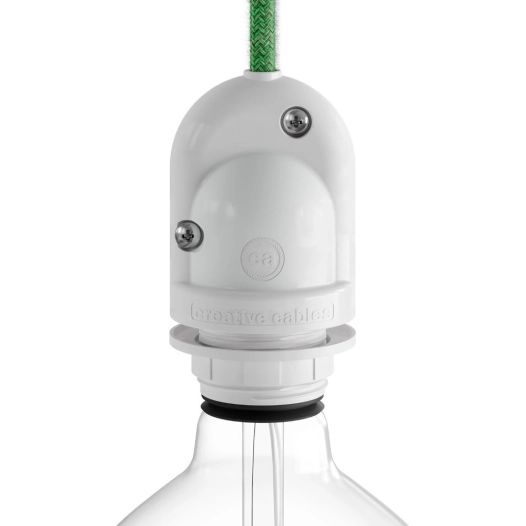 Douille De Lampe Extérieure E27 Blanche. Ip65 (RÉTRACTABLE)