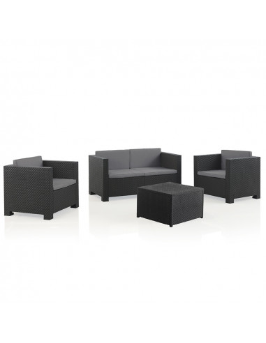 Jardin/Terrasse Ensemble De 2 Fauteuils + 1 Canapé + 1 Table. Diva Tropea Grafit Sp Berner