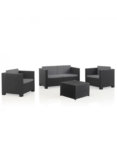 Jardin/Terrasse Ensemble De 2 Fauteuils + 1 Canapé + 1 Table. Diva Tropea Grafit Sp Berner