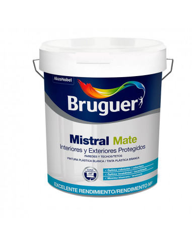Peinture Plastique Blanche Mat Mistral 4 Litres. Bruguer Pour Interieur Et Exterieur. 5586674