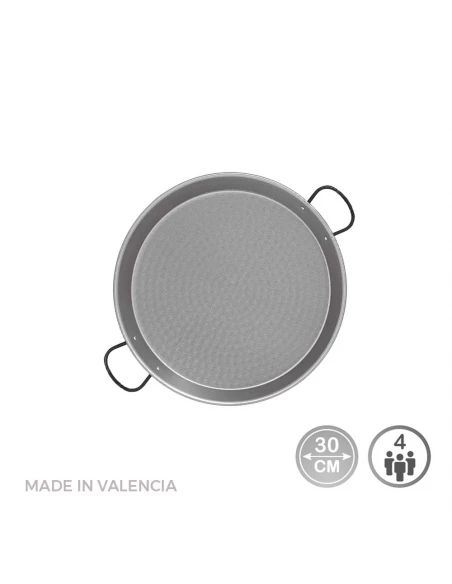Poêle À Paella Traditionnelle En Acier Puli Ø30cm (4 Personnes). Vaello