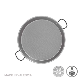Poêle À Paella Traditionnelle En Acier Puli Ø38cm (8 Personnes). Vaello