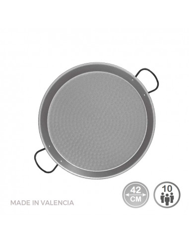 Poêle À Paella Traditionnelle En Acier Puli Ø42cm (10 Personnes). Vaello
