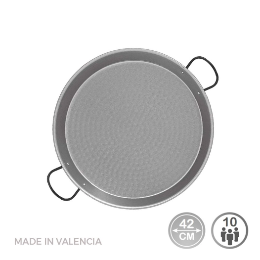 Poêle À Paella Traditionnelle En Acier Puli Ø42cm (10 Personnes). Vaello
