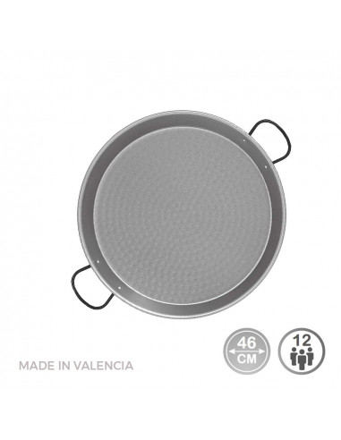 Poêle À Paella Traditionnelle En Acier Puli Ø46cm (12 Personnes). Vaello