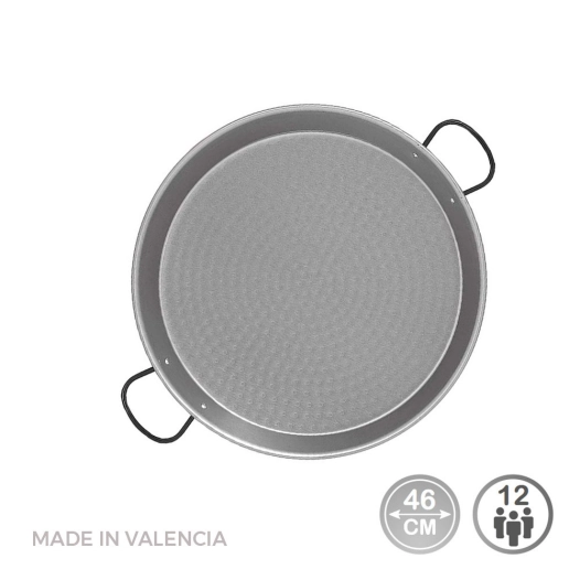 Poêle À Paella Traditionnelle En Acier Puli Ø46cm (12 Personnes). Vaello