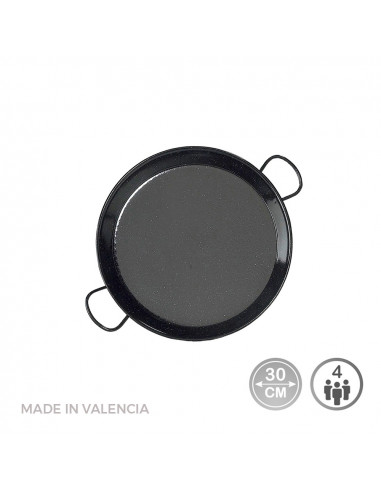 Poêle À Paella Traditionnelle En Acier Émaillé Ø30cm (4 Personnes). Vaello
